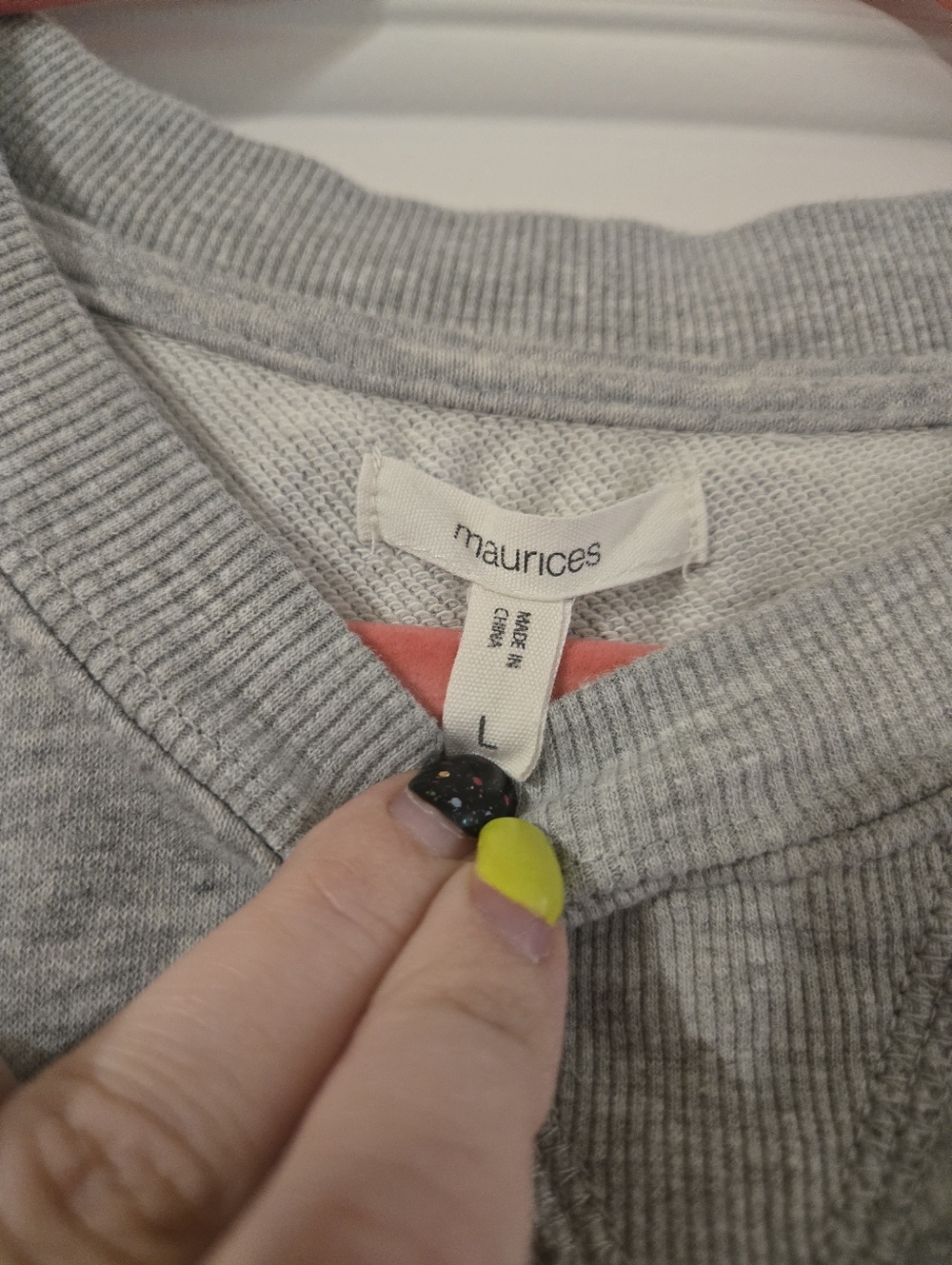Maurices USA Embroidered Womens Sweatshirt with Striped Sleeve Accents - Picture 4 of 6